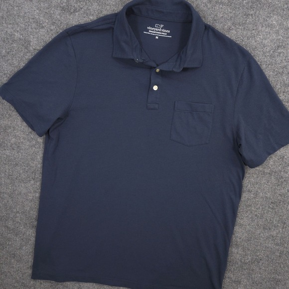 Vineyard Vines Edgartown Polo Shirt Mens M Navy Blue Front Pocket Stretch Preppy - Picture 1 of 6